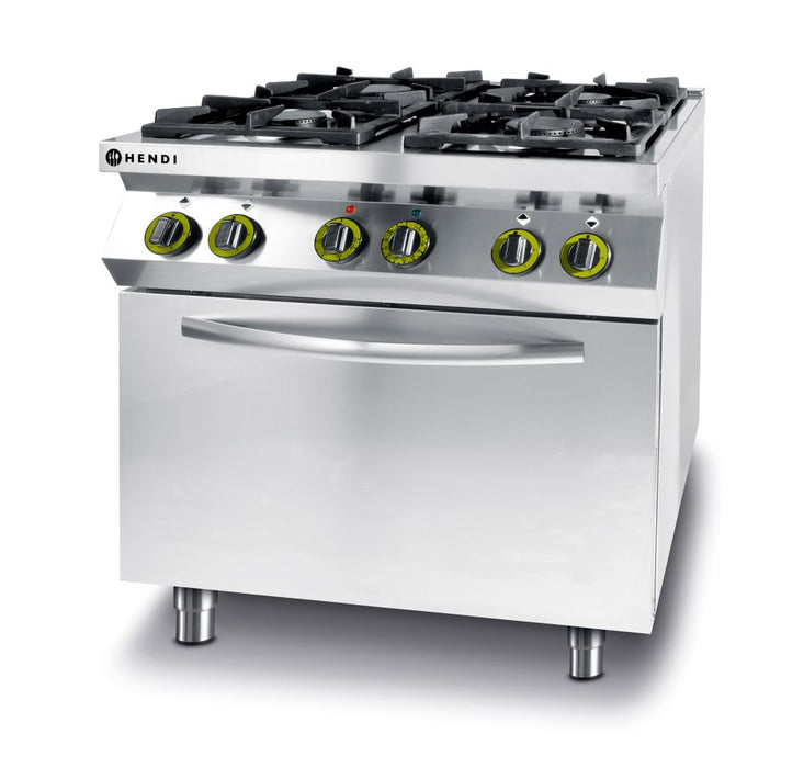 Gasfornuis 4-pits met convectieoven GN 1/1