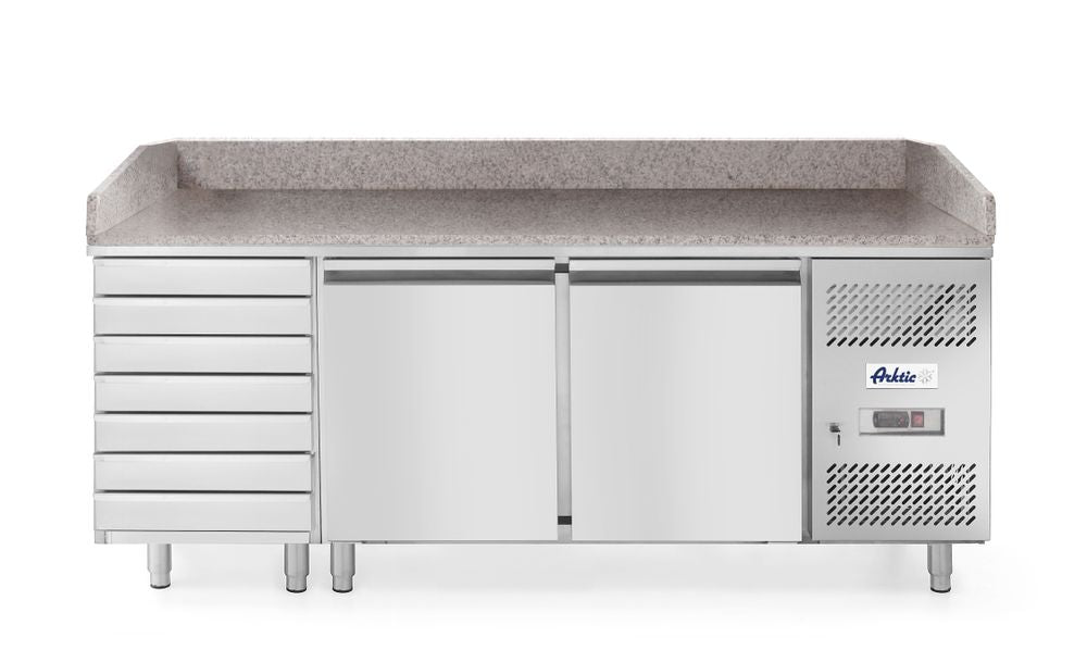 Pizza workbench with 2 doors and 7 drawers 280L