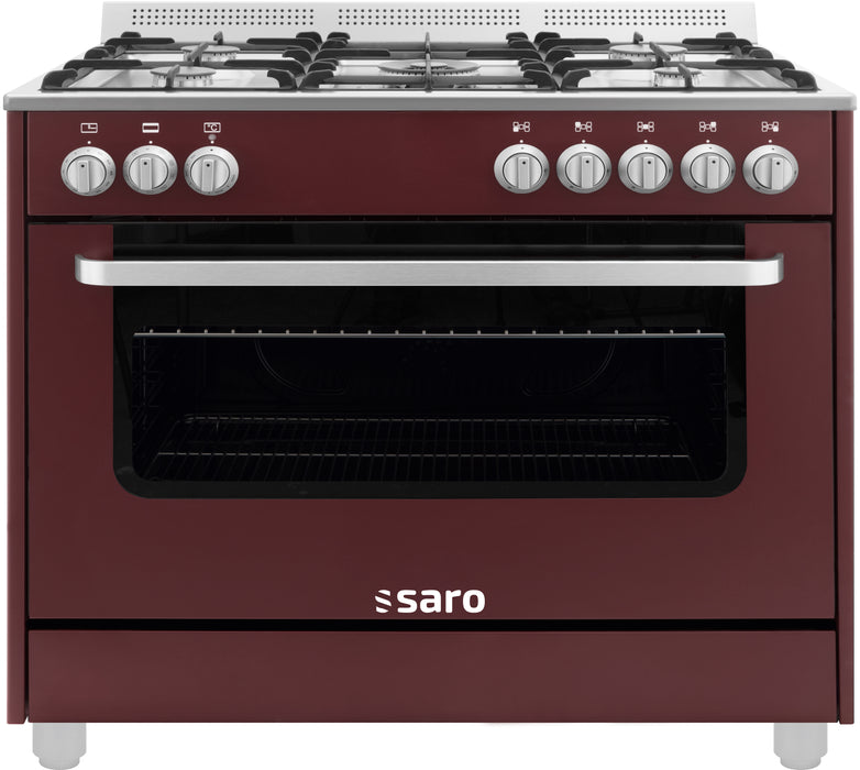 SARO Multifunctional gas stove with electric oven model TS95C61LVI bordeaux