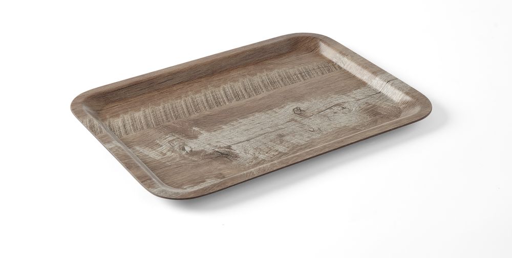 Melamine tray with wood print
