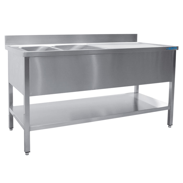 SARO sink with two basins, left - 600 mm depth, 1200 mm