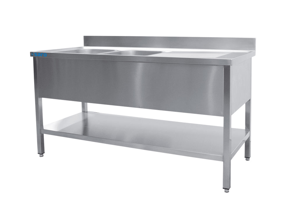 SARO Sink with two basins, left - 700 mm depth, 1400 mm