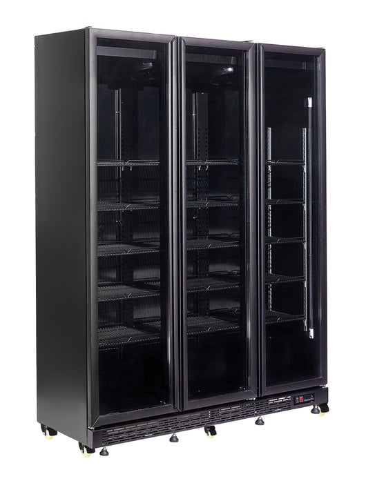 REFRIGERATOR 3 GLASS DOORS BLACK NAP-1200 HT - WITH DOOR HEATING