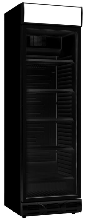 BEVERAGE FRIDGE GLASS DOOR 382L FULLY BLACK LEFT-HAND TURNING