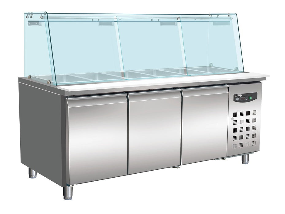 KOELWERKBANK GLAS RECHT 3 DEUREN 5X 1/1 GN PAN