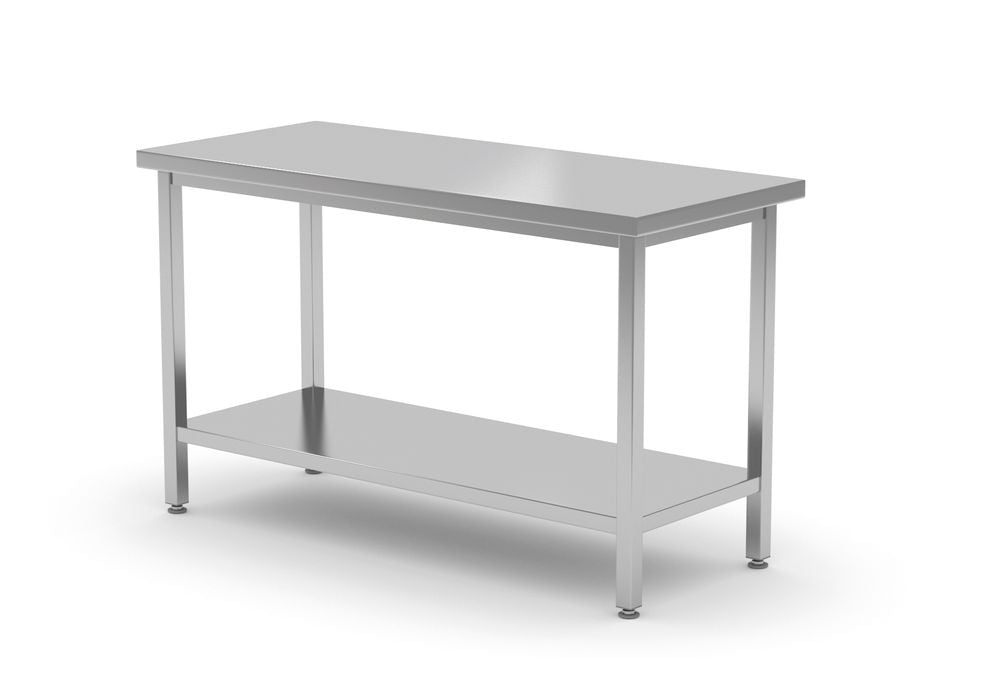 Centrale werktafel zware uitvoering met plank, 700 mm diep