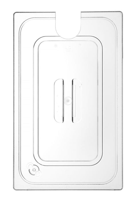 Lid for GN containers with recess for sous vide stick