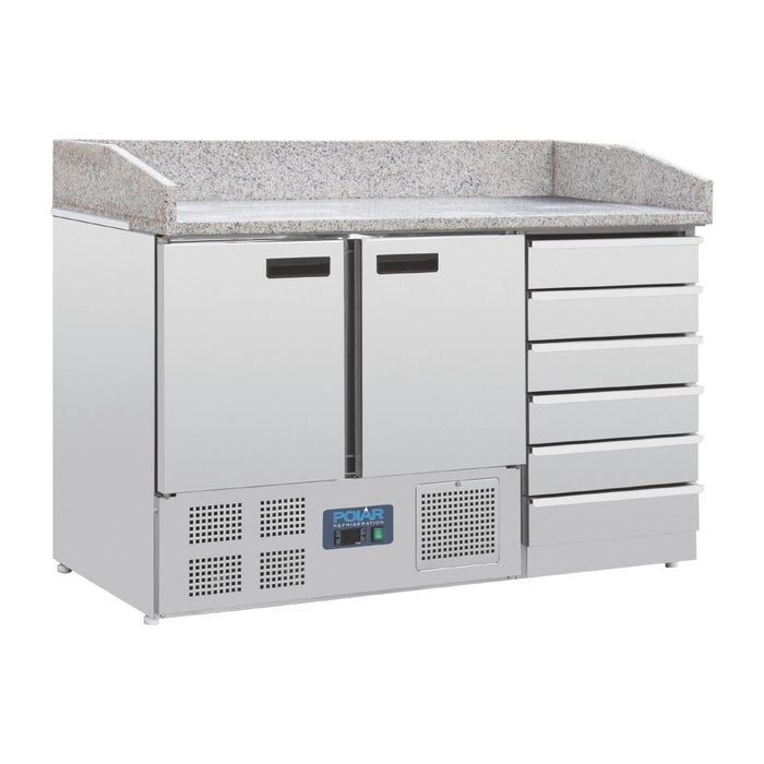 Polar g-serie dubbeldeurs pizzatoog met granieten blad en deeglades