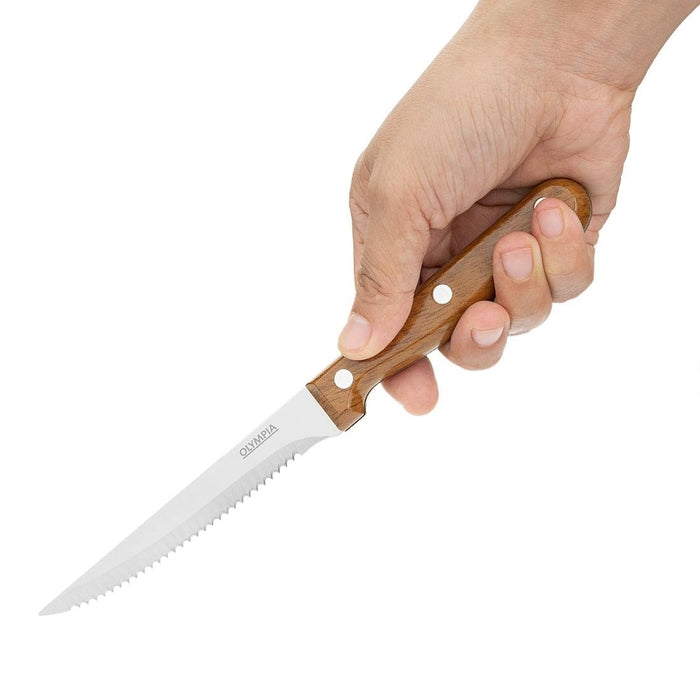 Olympia Steakmessen met PP Houtlook Handgrepen (12 stuks)