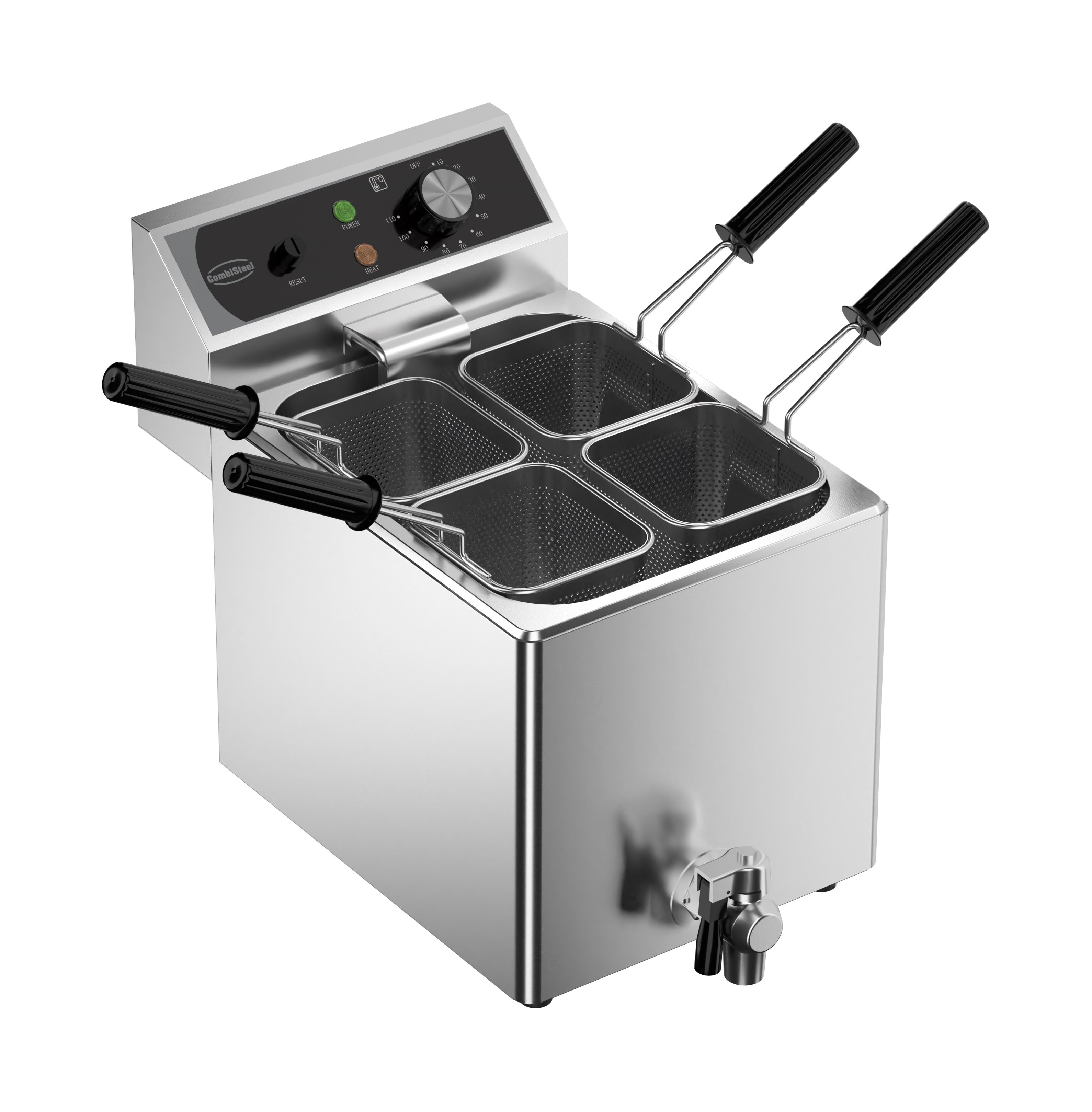 Professionele pastakoker met meerdere manden voor efficiënt koken van pasta in de horeca.