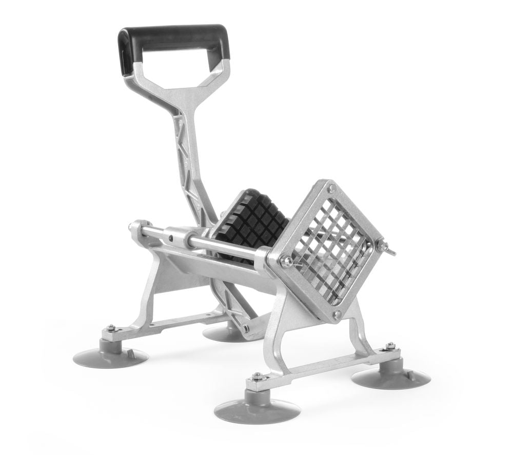 Professionele frietsnijder met verwisselbare messen voor het snel snijden van aardappels tot friet.