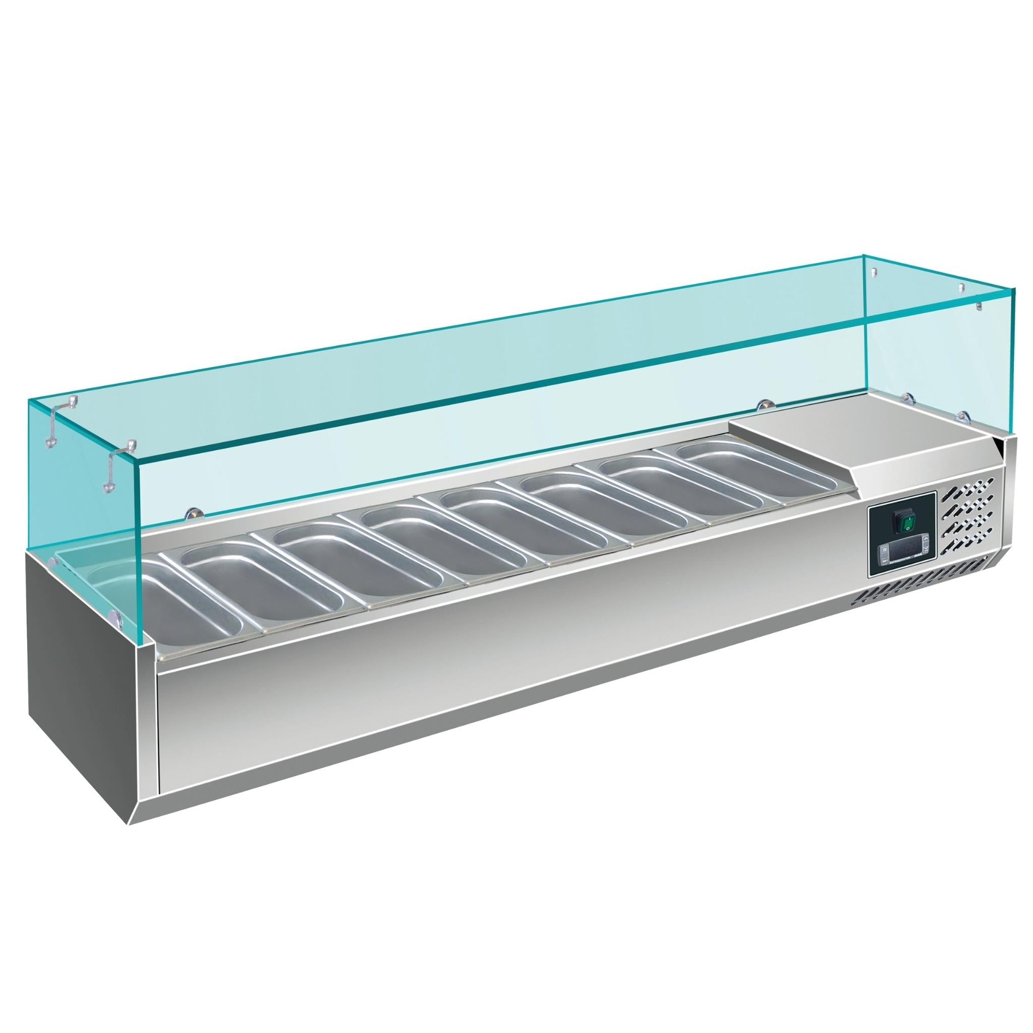 Opzetkoelvitrine voor GN-bakken – geschikt voor gekoelde presentatie van ingrediënten in horeca en selfservice