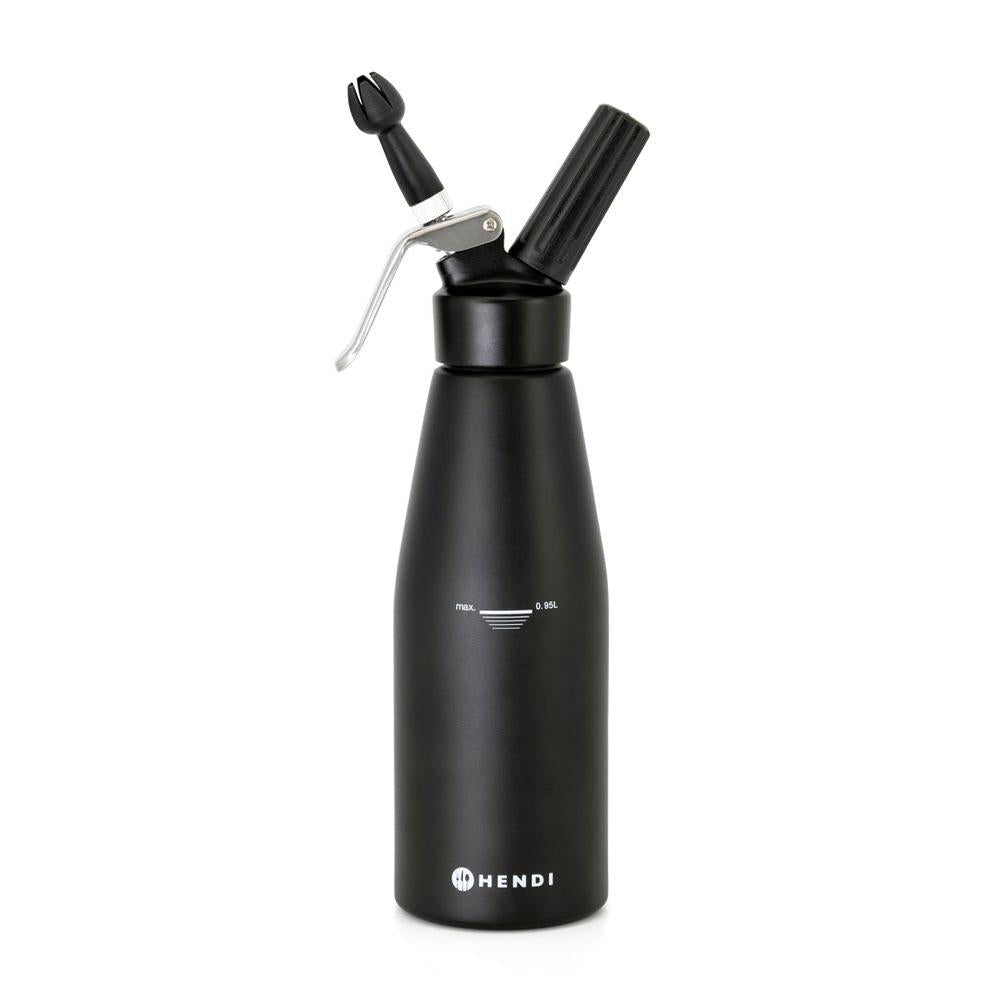 Slagroomspuit met patronen voor het luchtig opspuiten van slagroom en desserts in de horeca.