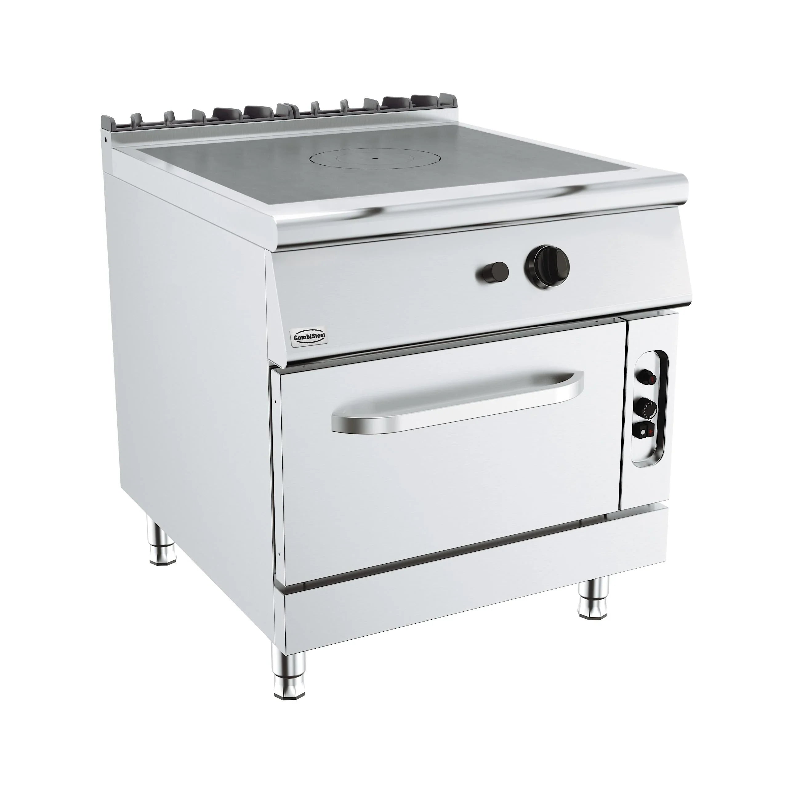 Professionele kookplaat met meerdere kookzones, geschikt voor gas, elektrisch of inductie in de horeca.