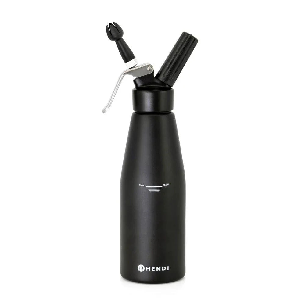 Slagroomspuit met patronen voor het luchtig opspuiten van slagroom en desserts in de horeca.