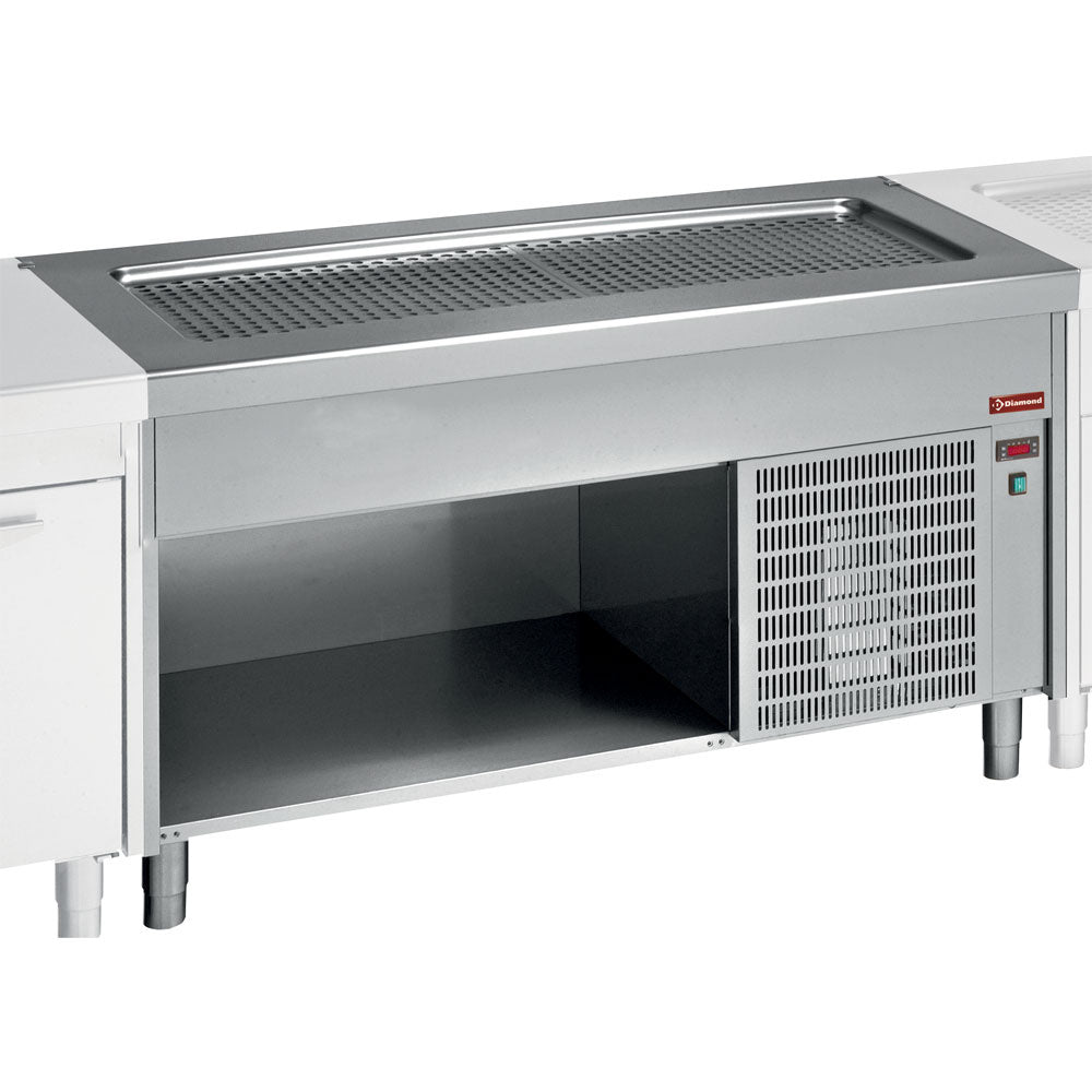 Gekoeld werkblad op open kast 3x GN 1/1, modulair self-service, 112,5 x 80 x 90 cm, Diamond S80/RPT12-R2