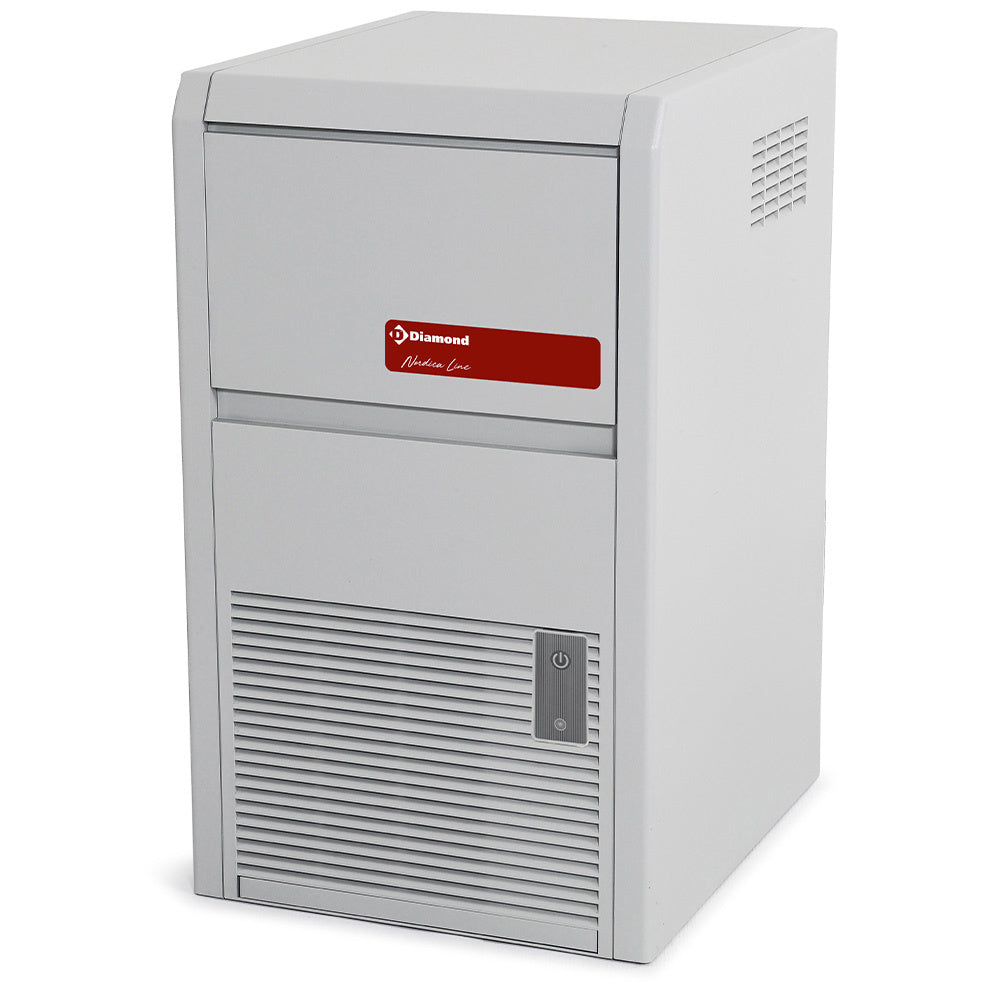 IJsblokjesmachine 22 kg per 24 uur met opslag 4 kg, luchtgekoeld, blokjes 13 g, ABS-behuizing, Diamond ICE22A-R2
