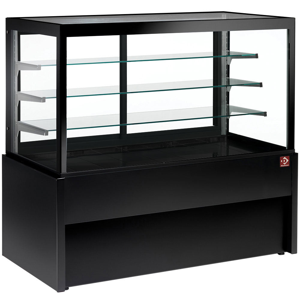 Panoramische koelvitrine, geventileerd, 4 niveaus, zonder reserve, 120 cm, zwart, Diamond CB12V-B9/P2