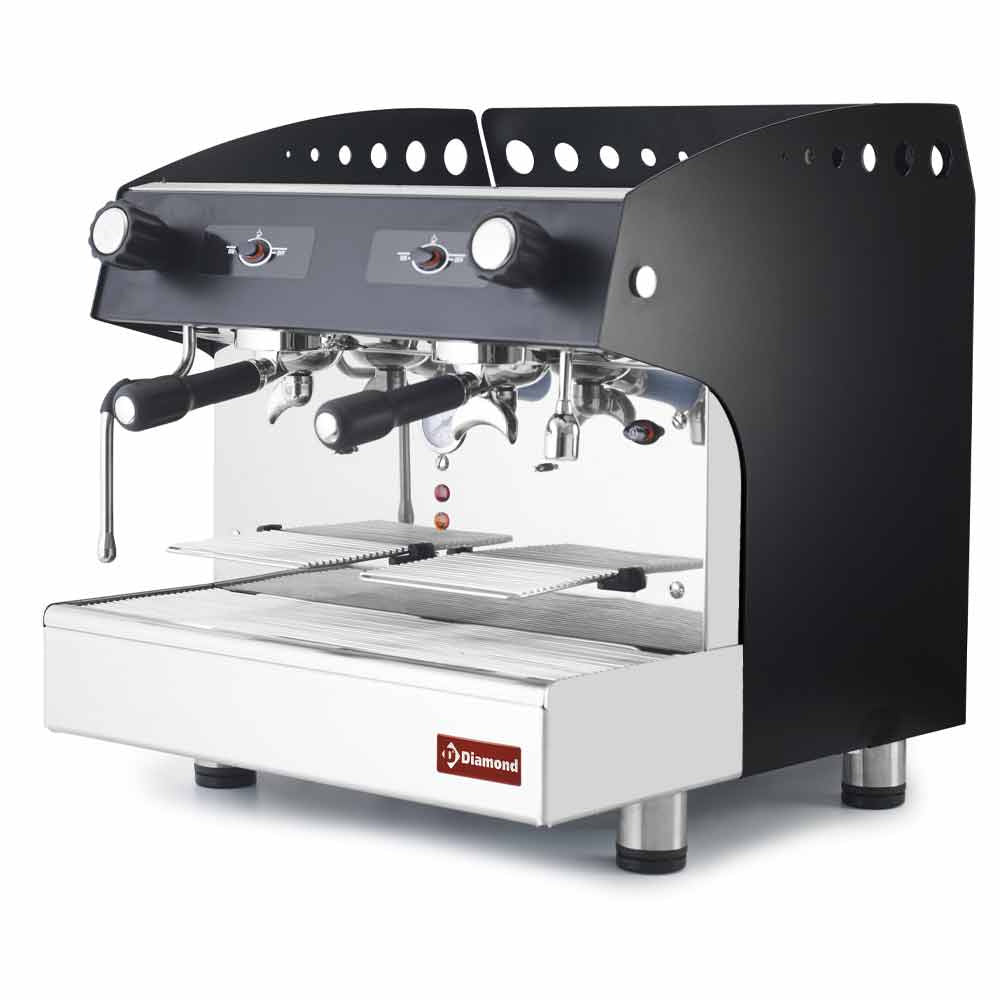 Halfautomatische espressomachine met 2 groepen, zwart, Diamond COMPACT/2PB