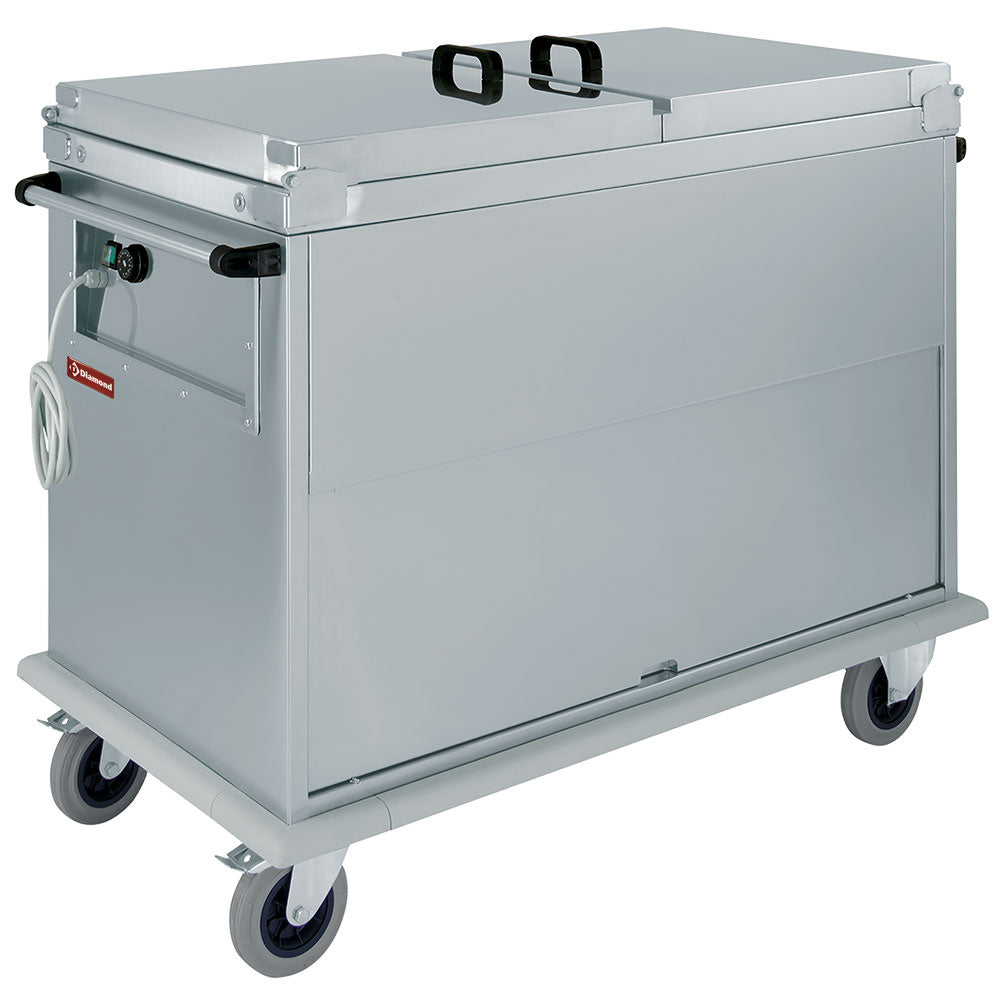 Bain-mariewagen 3x GN 1/1, 1 temperatuur, met deksels en kast met kanteldeur, Diamond CTBM/3C-T