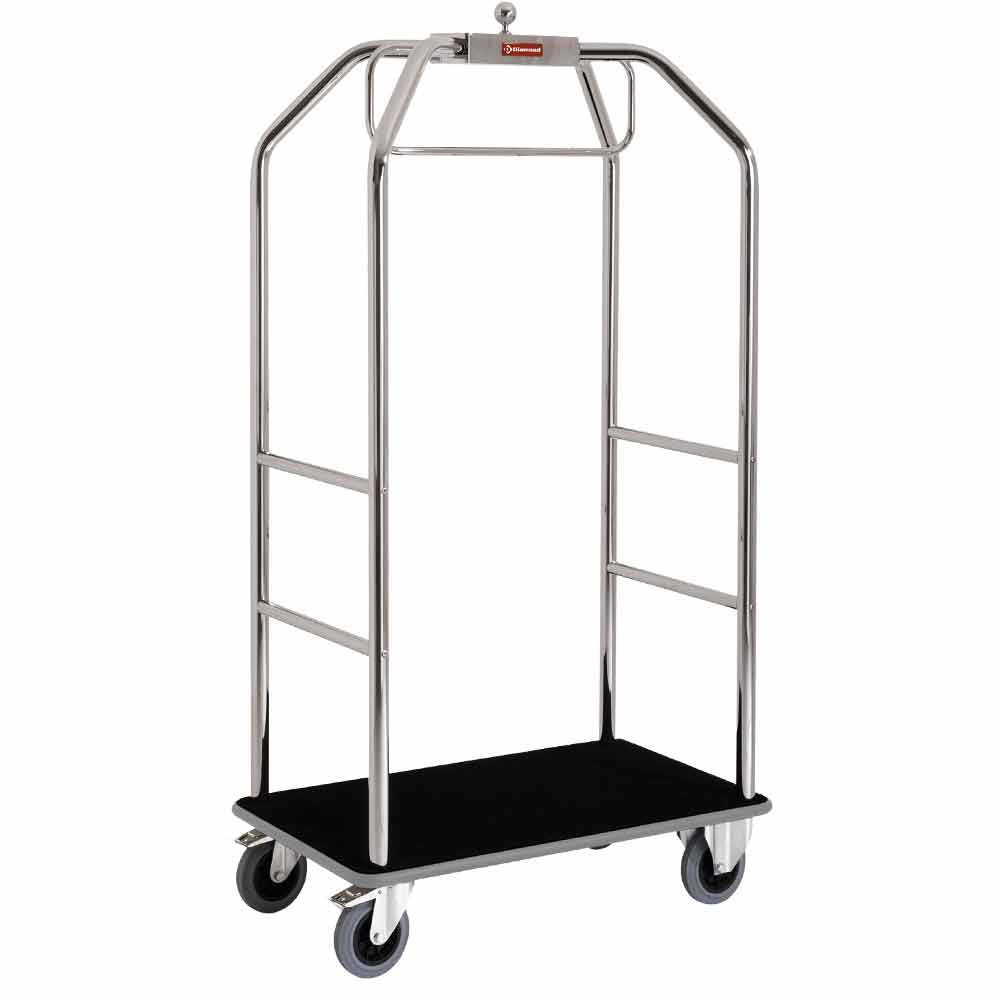 Bagage- en garderobewagen, verchroomd, 2 wielen met rem, Diamond CVV/C