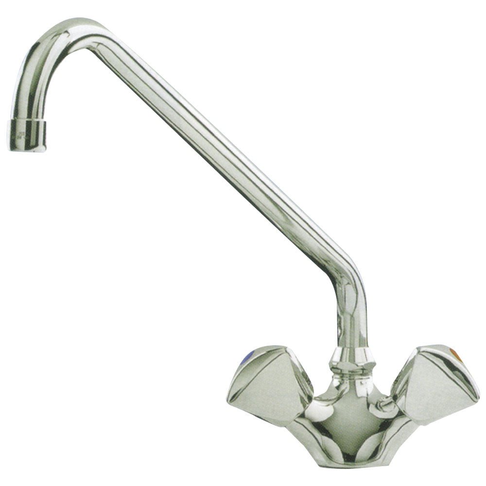 Mengkraan van verchroomd messing met zwanenhals, enkelgats uitlaat onder 90°, Diamond CW2001-DB