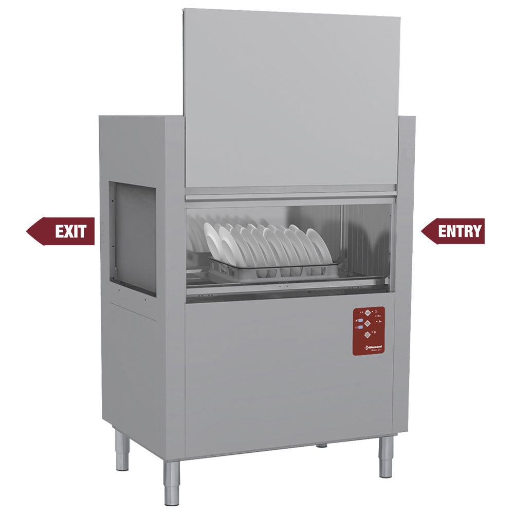 Doorschuifvaatwasser met mandtransport, 120 manden per uur, invoer rechts, Diamond D117E/7-DX-