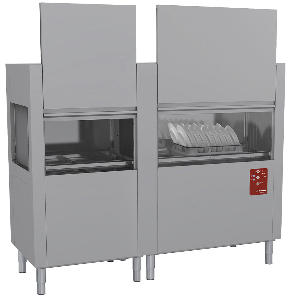Doorschuifvaatwasser met mandtransport, 200 manden per uur, invoer rechts, 230 V driefasig, Diamond D160E/7-230/3-DX-