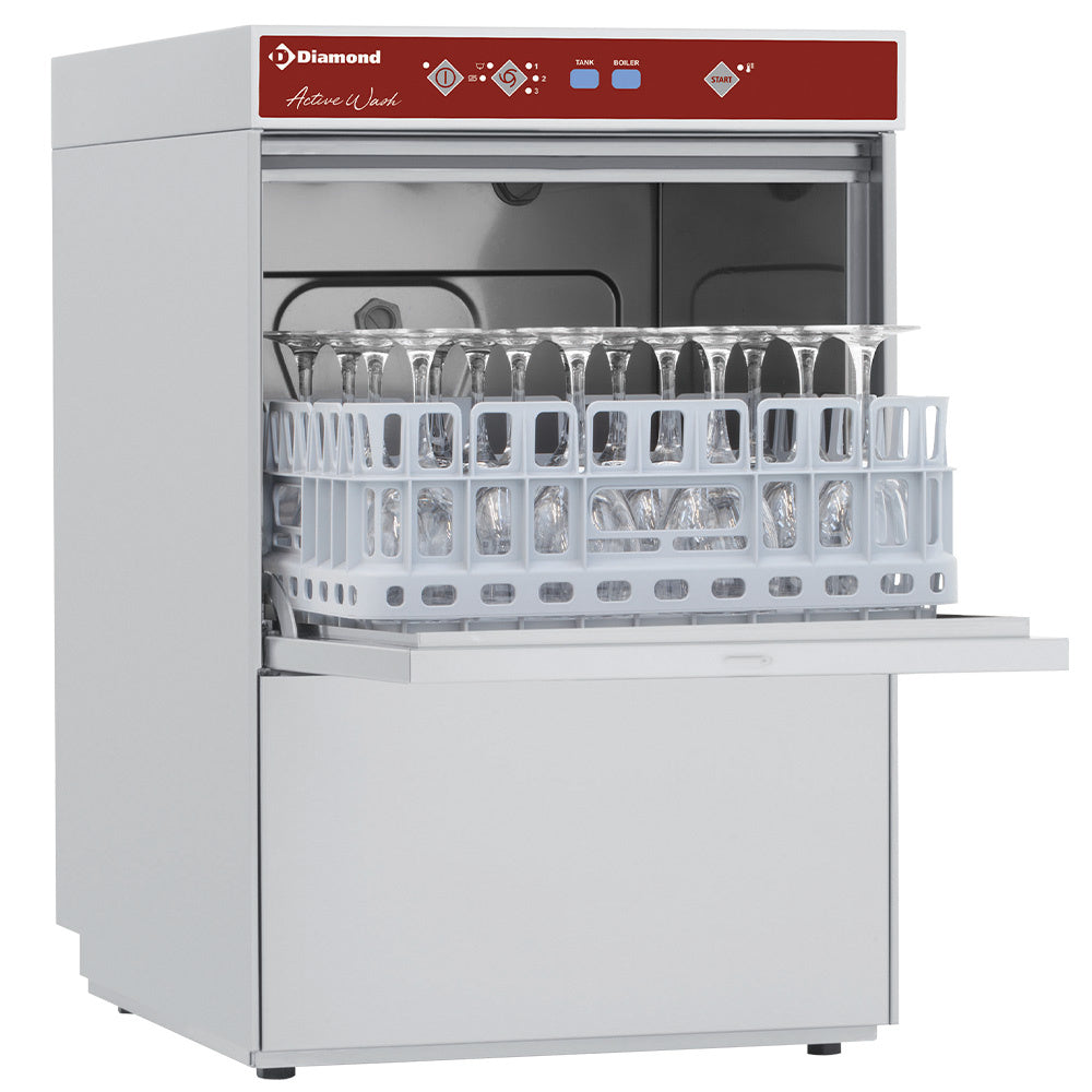 Dubbelwandige glazenspoelmachine, mand 40 x 40 cm, met afvoerpomp, Diamond D281/6-PS