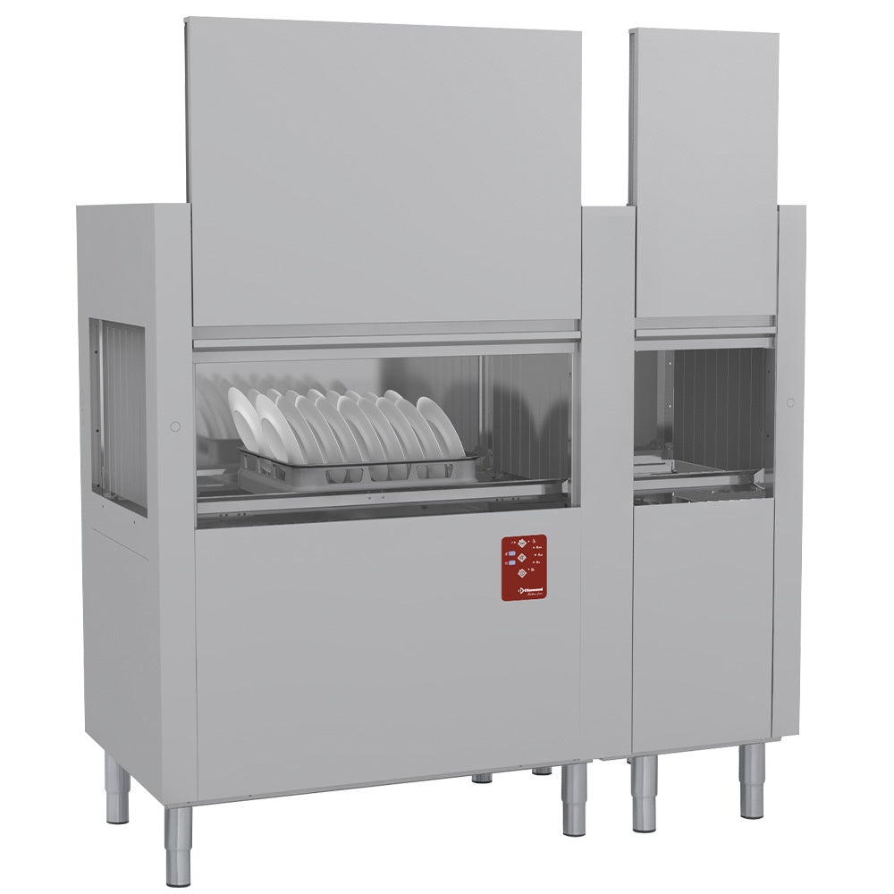 Doorschuifvaatwasser met mandtransport, 200 manden per uur, invoer rechts, 230 V driefasig, Diamond DATIC20E/7-230/3-DX-