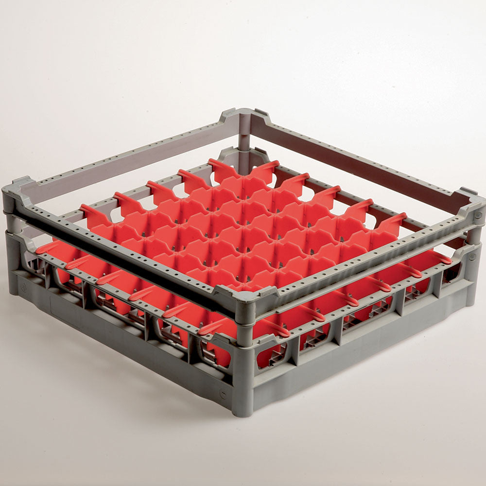 Glazenkorf 500x500 mm voor 49 glazen Ø 63 mm, glashoogte 130 mm, polypropyleen, Diamond DB149
