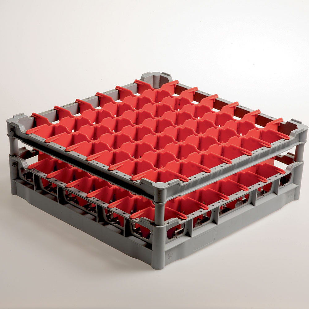 Glazenkorf 500x500 mm voor 49 glazen Ø 63 mm, glashoogte 165 mm, polypropyleen, Diamond DB249