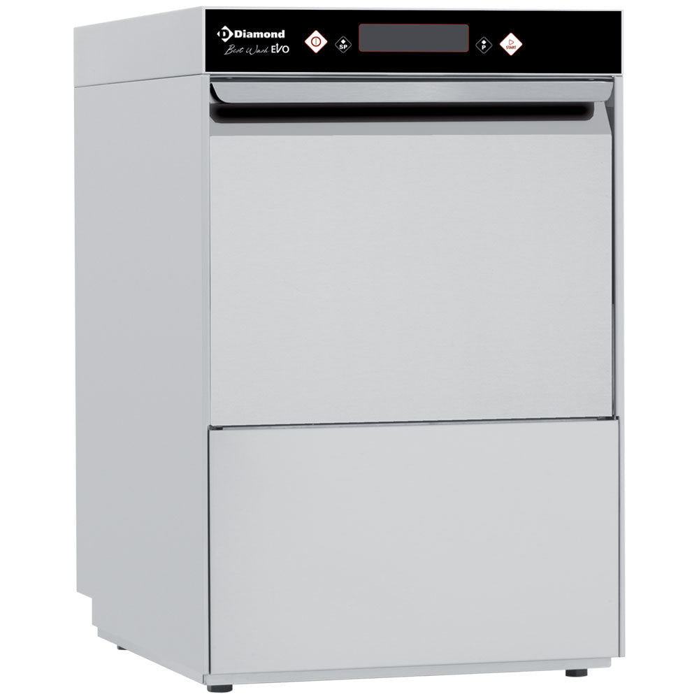 Dubbelwandige glazenspoelmachine, mand 40 x 40 cm, Full Hygiene, met waterontharder, Diamond DBS5/EV-AC