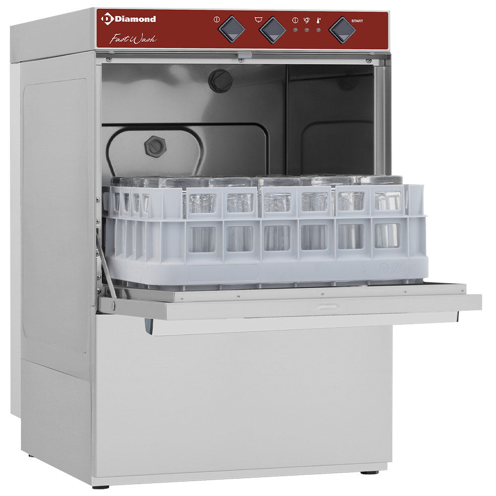 Glazenspoelmachine, vierkante mand 40 x 40 cm, met afvoerpomp, Diamond DC402/6-PS