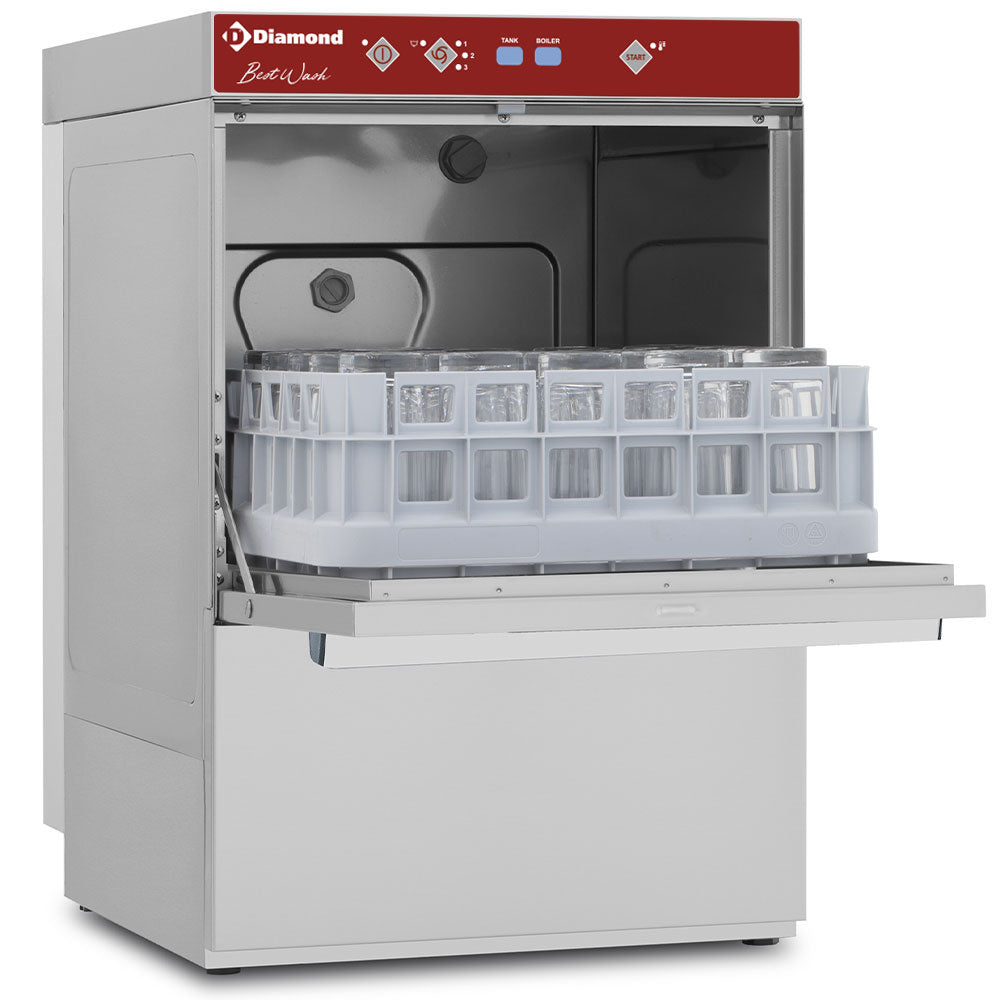 Dubbelwandige glazenspoelmachine, mand 40 x 40 cm, Full Hygiene, Diamond DGS8/6