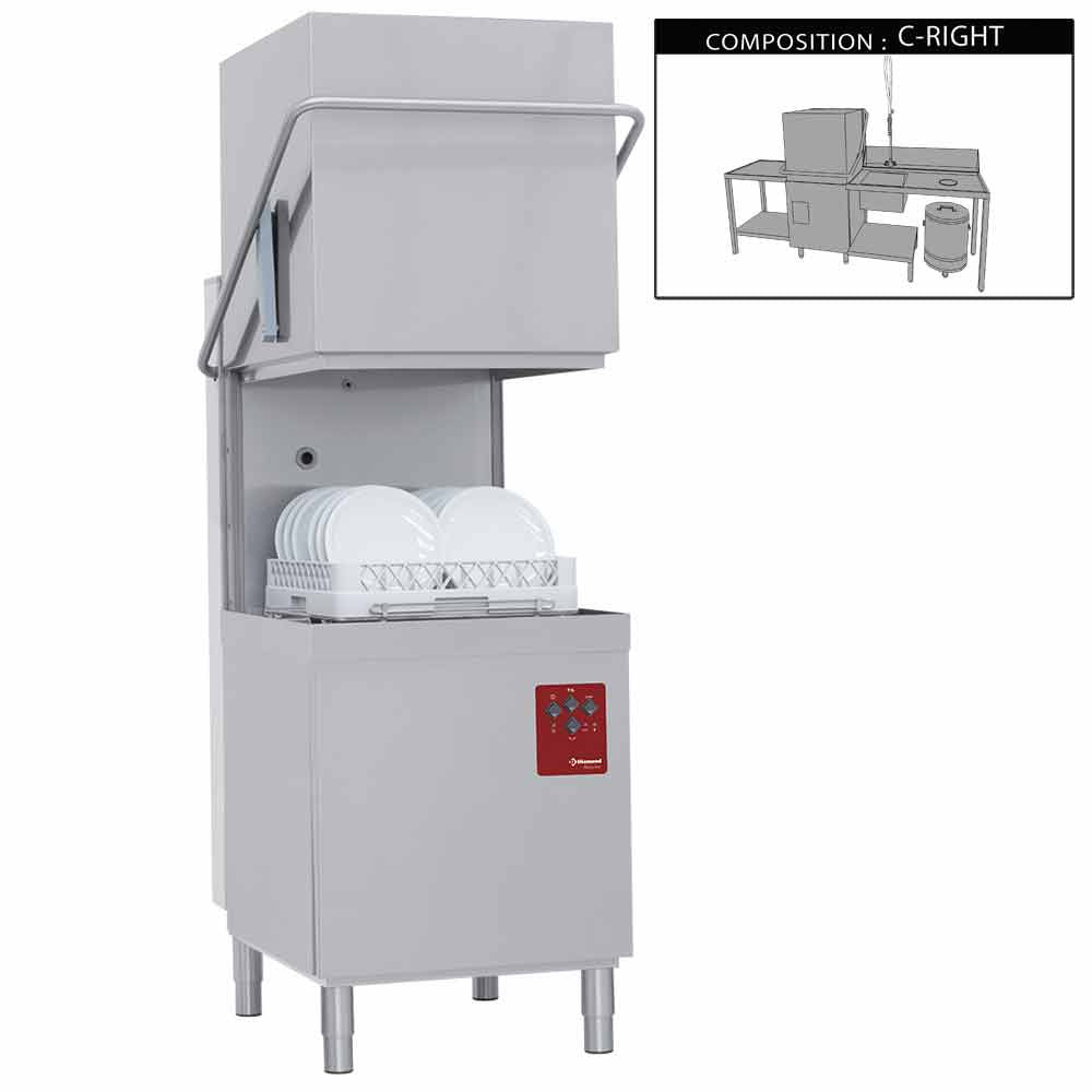 Set kapvaatwasser met tafels en voorspoeltafel, Diamond 015-25D/6/C-D