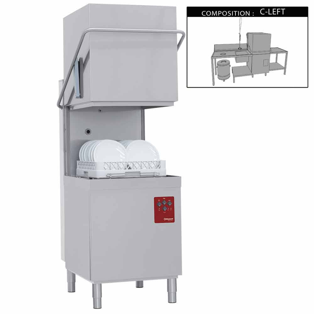 Set kapvaatwasser met tafels en voorspoeltafel, Diamond 015-25D/6/C-S