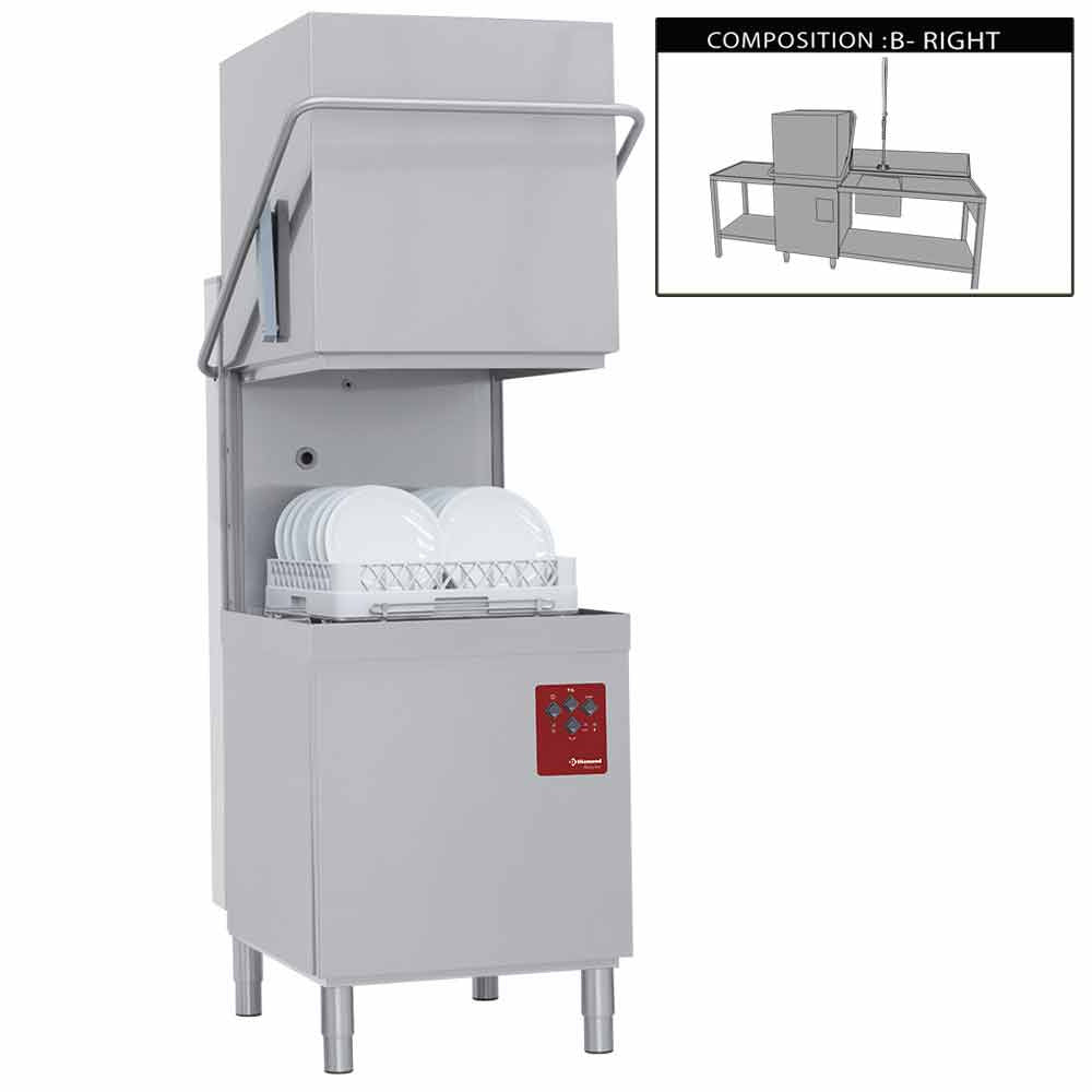 Set kapvaatwasser met tafels en voorspoeltafel, Diamond 015-25D/6/B-D
