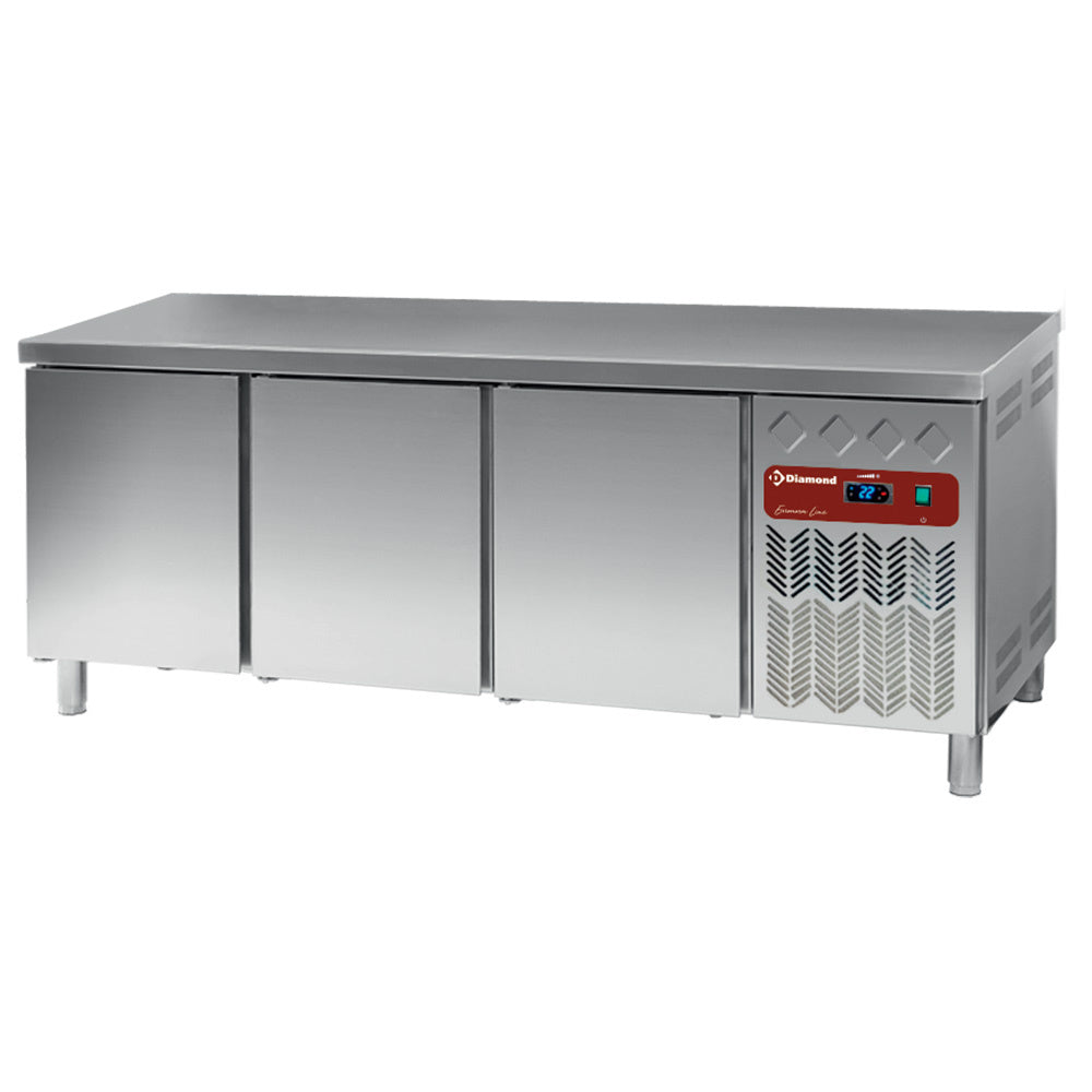 Koelwerkbank, geventileerd, 3 deuren EN 600x400, 550 liter, Diamond DP202/PC-R2