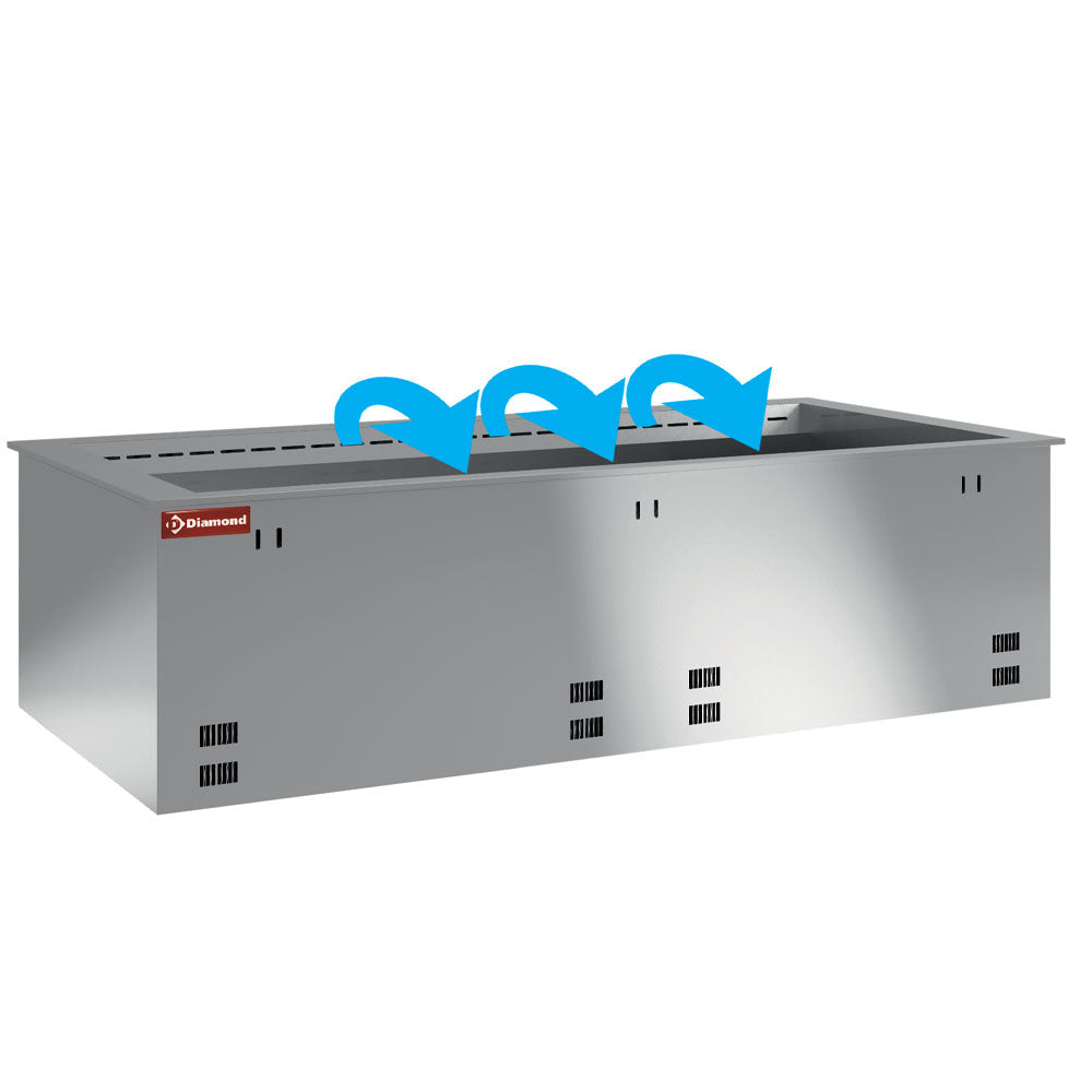 Gekoelde inbouwbak, geventileerde koeling, 5x GN 1/1, zonder hermetisch aggregaat, Diamond DPA/RCV18-S