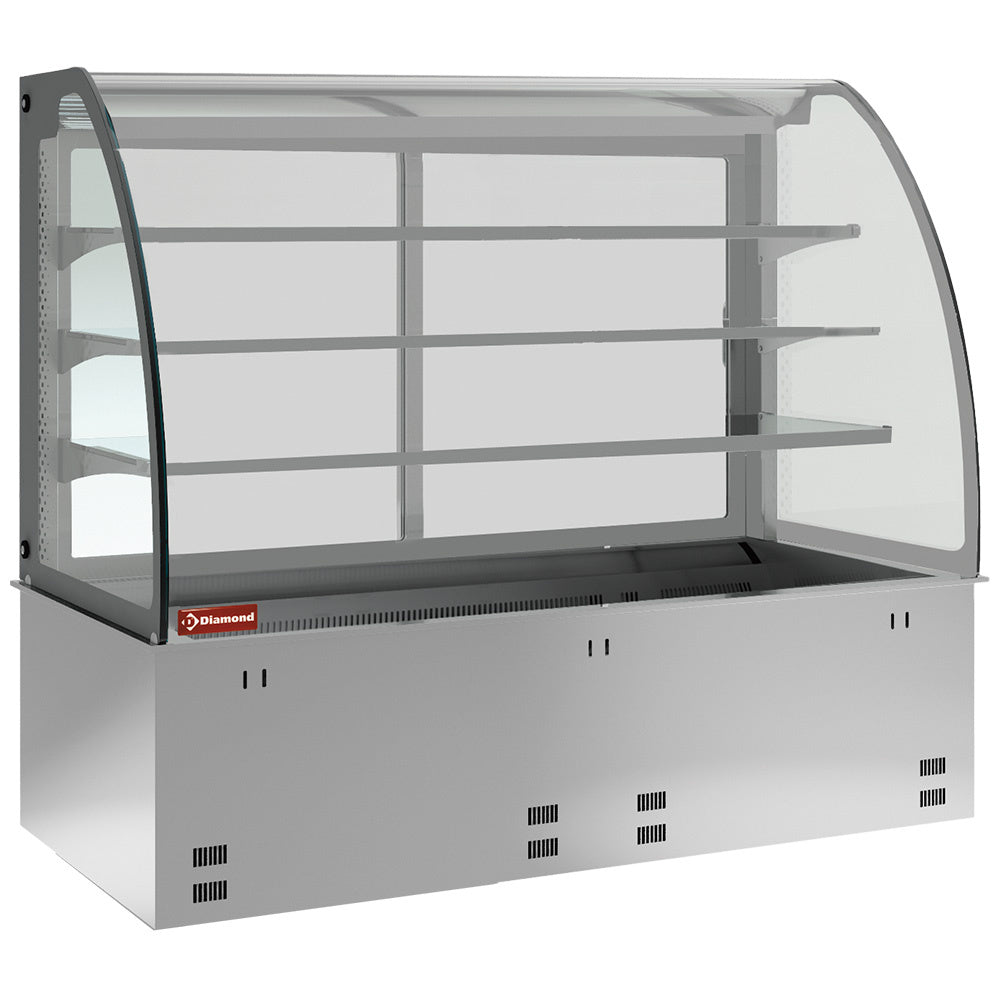Gekoeld element met bak en gesloten vitrine, ventilatorkoeling 4x GN 1/1, zonder koelaggregaat, drop-in Armonia, 145,5 x 70 x 141,5 cm, Diamond DPA/RVF315-S