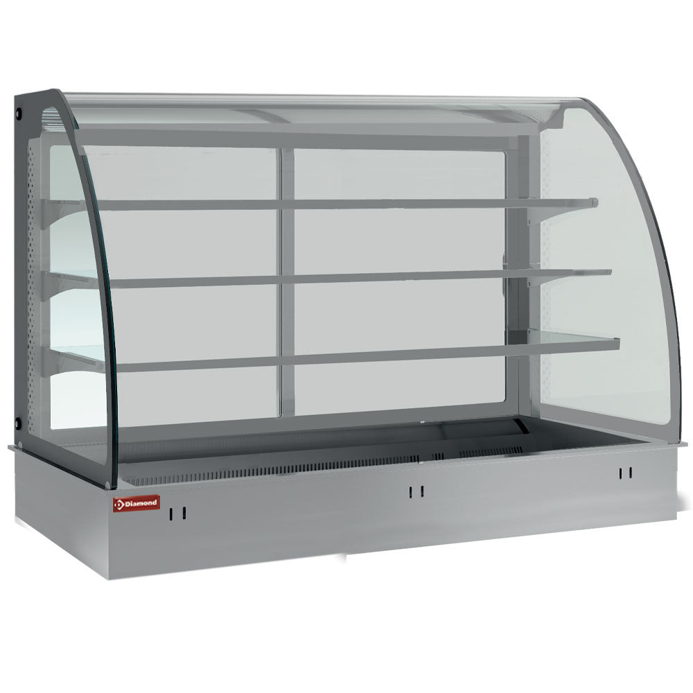 Gekoeld element met blad en gesloten vitrine, ventilatorkoeling 3x GN 1/1, zonder koelaggregaat, drop-in Armonia, 112,5 x 70 x 123,5 cm, Diamond DPA/TVF312-S