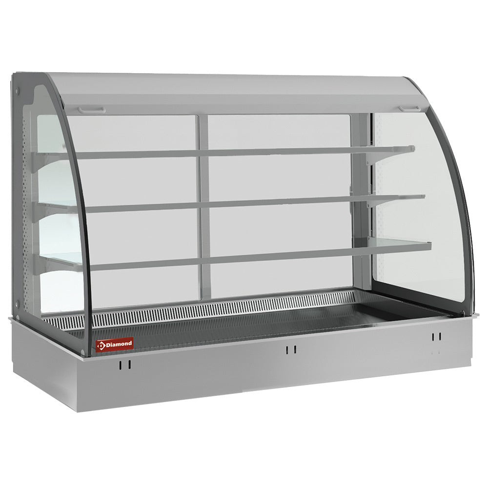 Gekoeld element met blad en open vitrine met gordijn, ventilatorkoeling 4x GN 1/1, zonder koelaggregaat, drop-in Armonia, 145,5 x 70 x 123,5 cm, Diamond DPA/TVA315-S