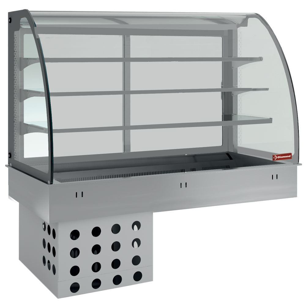 Gekoeld element met blad en gesloten vitrine, ventilatorkoeling 5x GN 1/1, drop-in Armonia, 178 x 70 x 140 cm, Diamond DPA/TVF318-R2