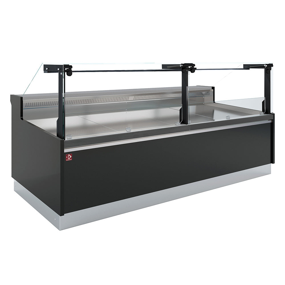 Koelvitrine met rechte ruit 90° en zuigerlift, geventileerd, met reserve, 318,5 cm, volledig zwart, Diamond DPT32-V5