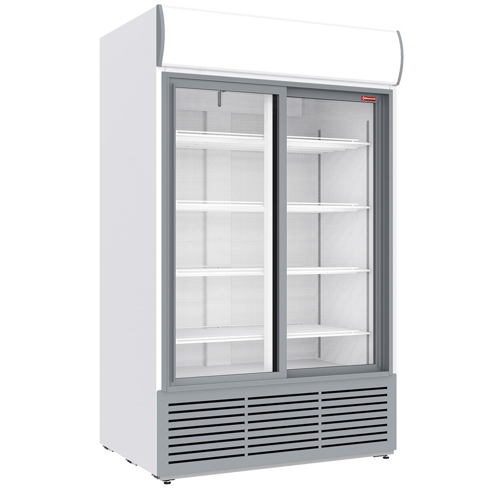 Flessenkoelkast 1230 liter met lightbox, 2 schuifdeuren, wit, Diamond DRK12-CW