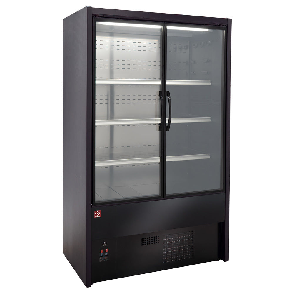 Geventileerd wandkoelmeubel met draaideuren, 180 cm breed, zwart, Diamond DS18/B5-P9B