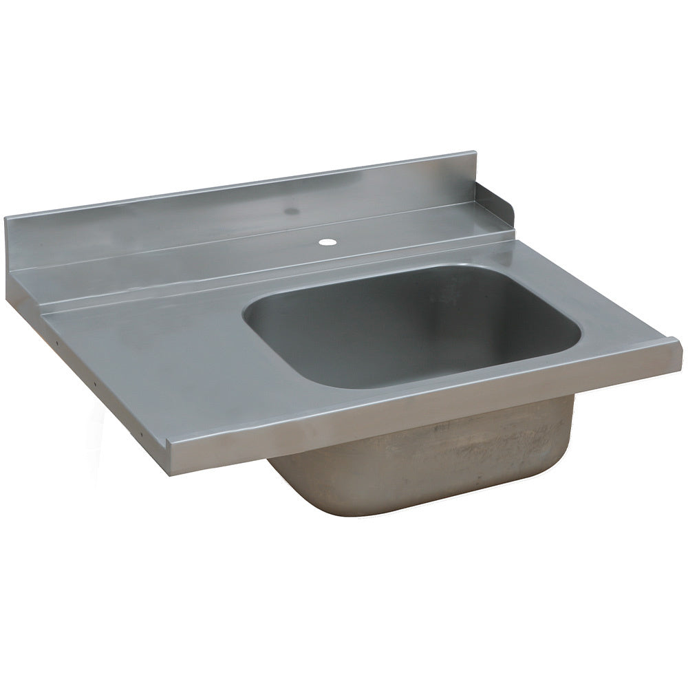 Aansluittafel voor voorwas links, met bak 50 x 50 cm, 100 cm, Diamond DSR-10