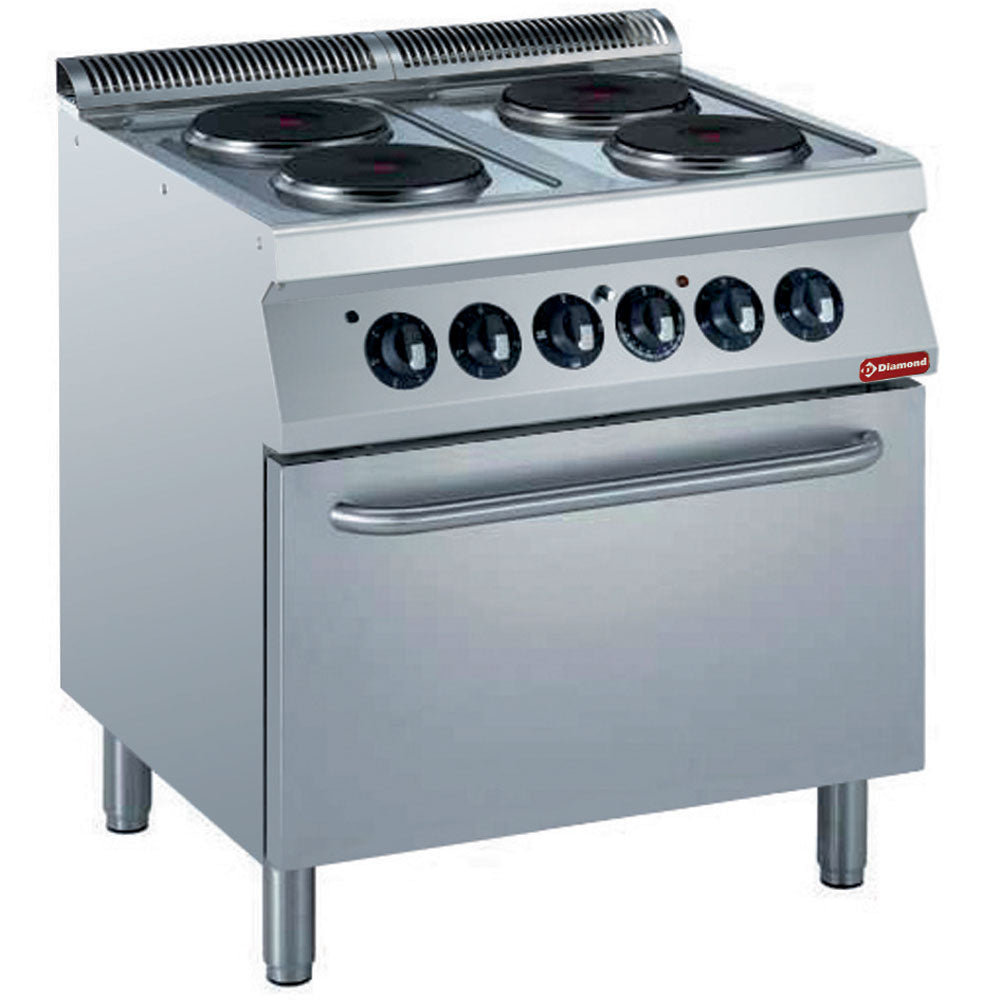 Elektrisch fornuis met 4 kookplaten en elektrische oven GN 2/1, Diamond E17/4PF8-230/3--N