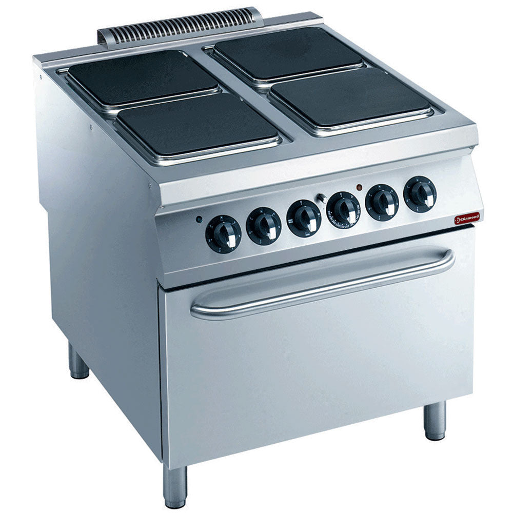 Elektrisch fornuis, 4 gietijzeren kookplaten, elektrische oven GN 2/1, 230 V driefasig, Diamond E22/4PQF8-230/3--N